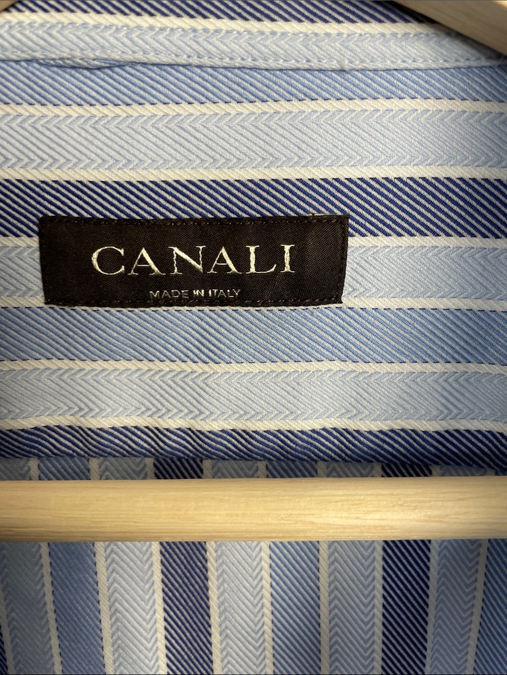 Canali Men's XL Blue Striped Long Sleeve Business Casual Shirt Button-Down Italy - Picture 6 of 8